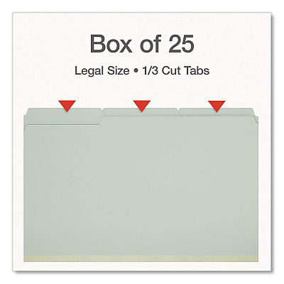 Pendaflex Recycled Colored File Folders, 1/3-Cut Tabs: Assorted, Legal Size, 1" Expansion, Light Green, 25/Box (1006934)
