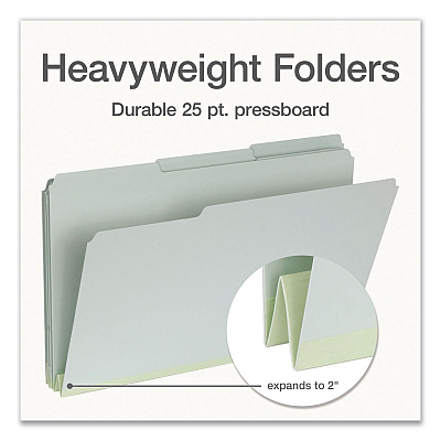 Pendaflex Recycled Colored File Folders, 1/3-Cut Tabs: Assorted, Legal Size, 1" Expansion, Light Green, 25/Box (1006934)