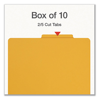 Pendaflex Heavy-Duty Pressboard Classification Folder, Expands 2", 2 Full-Pocket Dividers, 6 Fasteners, Letter Size, Yellow, 10/Box (1006942)