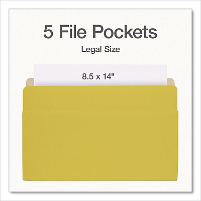Pendaflex Colored File Pockets, 3.5" Expansion, Legal Size, Assorted Colors, 5/Pack (1006956)