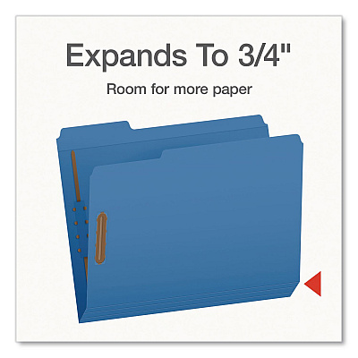 Pendaflex Heavy-Duty Fastener Folder, 1/3-Cut Tab: Assorted, Expands 0.75", 2 Fasteners, Letter Size, Assorted, 50/Box (1006957)
