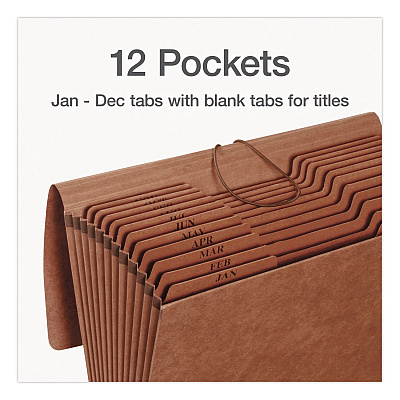 Pendaflex Heavy-Duty Expanding File Monthly Index, 5.25" Expansion, 12 Sections, Elastic Band Closure, 1/3-Cut Tabs, Legal Size, Brown (1006977)