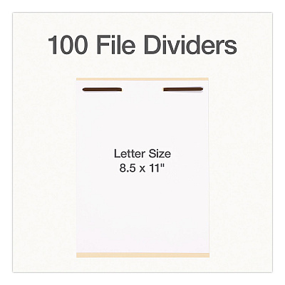 Pendaflex File Divider Set, End Tab: Straight, 1 Fastener, Letter Size, Manila, 100/Box (1006978)