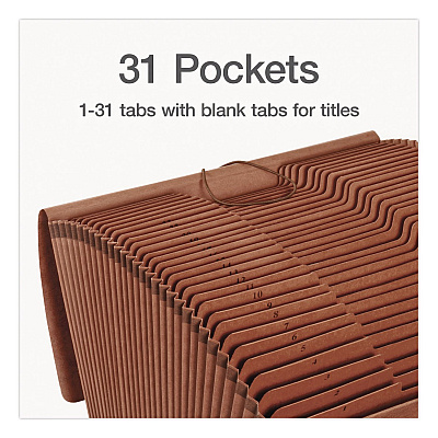 Pendaflex Heavy-Duty Expanding File, Numeric Index, 3.75" Expansion, 31 Sections, Elastic Band Closure, 1/3-Cut Tabs, Legal Size, Brown (1006982)