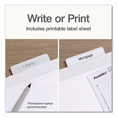 Pendaflex Ready-Tab Reinforced Hanging File Folders, Letter Size, 1/3-Cut Tabs, White, 20/Box (1006985)