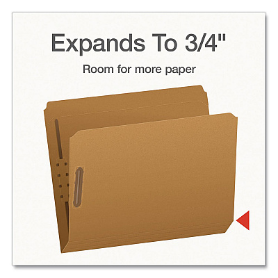 Pendaflex Kraft Fastener Folders, Straight Tab, Expands 0.75", 2 Fasteners, Letter Size, Kraft, 50/Box (1006992)