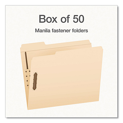 Pendaflex Heavy-Duty Fastener Folder, 1/3-Cut Tab: Assorted, Expands 0.75", 2 Fasteners, Letter Size, Manila, 50/Box (1006994)