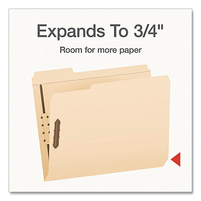 Pendaflex Heavy-Duty Fastener Folder, 1/3-Cut Tab: Assorted, Expands 0.75", 2 Fasteners, Letter Size, Manila, 50/Box (1006994)