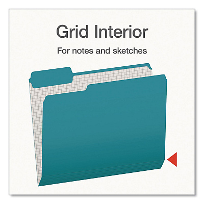 Pendaflex Double-Ply Reinforced Top Tab Colored File Folders, 1/3-Cut Tabs: Assorted, Letter, 0.75" Expansion, Teal, 100/Box (1006995)