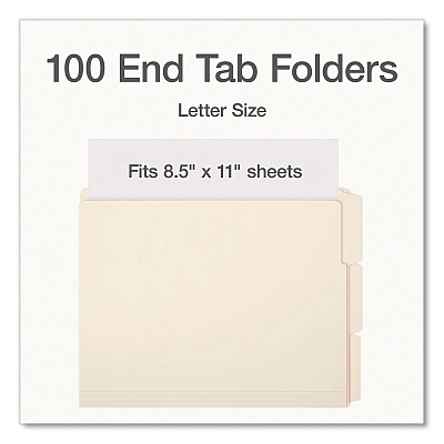 Pendaflex Manila End Tab Folders, 1/3-Cut Tabs: Assorted, Letter Size, 0.75" Expansion, Manila, 100/Box (1007001)