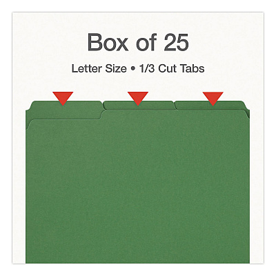 Pendaflex Recycled Colored File Folders, 1/3-Cut Tabs: Assorted, Letter Size, 1" Expansion, Green, 25/Box (1007009)