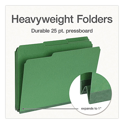 Pendaflex Recycled Colored File Folders, 1/3-Cut Tabs: Assorted, Letter Size, 1" Expansion, Green, 25/Box (1007009)
