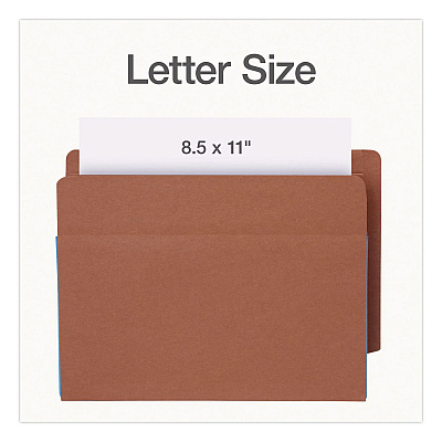 Pendaflex End Tab File Pocket, Blue Gusset, 3.5" Expansion, Letter Size, Brown/Blue, 10/Box (1007026)