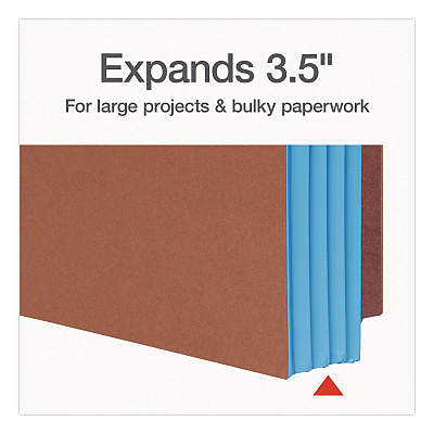 Pendaflex End Tab File Pocket, Blue Gusset, 3.5" Expansion, Letter Size, Brown/Blue, 10/Box (1007026)