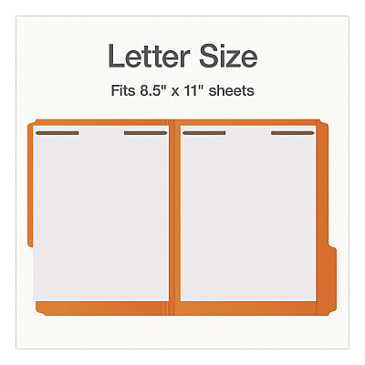Pendaflex Colored Top Tab Fastener Folders, 1/3-Cut Tab: Assorted, Expands 0.75", 2 Fasteners, Letter Size, Orange, 50/Box (1007029)