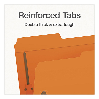Pendaflex Colored Top Tab Fastener Folders, 1/3-Cut Tab: Assorted, Expands 0.75", 2 Fasteners, Letter Size, Orange, 50/Box (1007029)