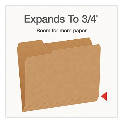 Pendaflex Kraft File Folders, 1/3-Cut Tabs: Assorted, Letter Size, 0.75" Expansion, Kraft, 50/Box (1007030)