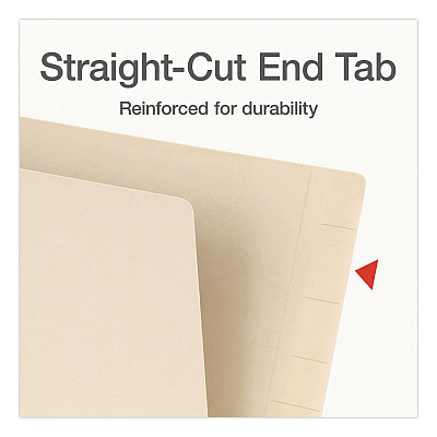 Pendaflex Manila End Tab Folders, Straight Tabs, Letter Size, 0.75" Expansion, Manila, 100/Box (1007040)