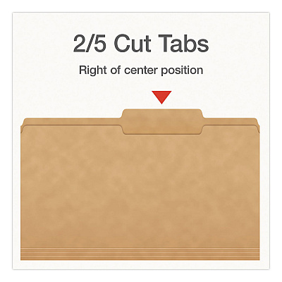 Pendaflex Kraft File Folders, 2/5-Cut Tabs: Right of Center, Legal Size, 0.75" Expansion, Kraft, 50/Box (1007042)
