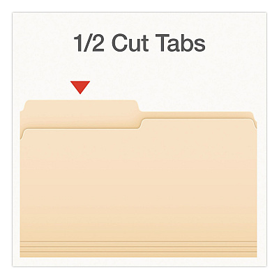 Pendaflex Manila File Folders, 1/2-Cut Tabs: Assorted, Legal Size, 0.75" Expansion, Manila, 100/Box (1007052)