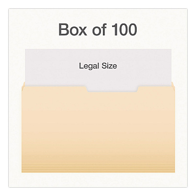 Pendaflex Manila File Folders, 2/5-Cut Tabs: Right, Legal Size, 0.75" Expansion, Manila, 100/Box (1007056)