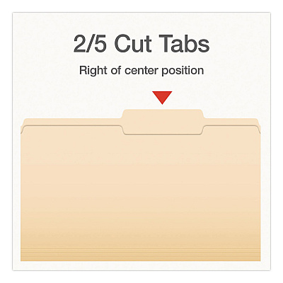 Pendaflex Manila File Folders, 2/5-Cut Tabs: Right, Legal Size, 0.75" Expansion, Manila, 100/Box (1007056)
