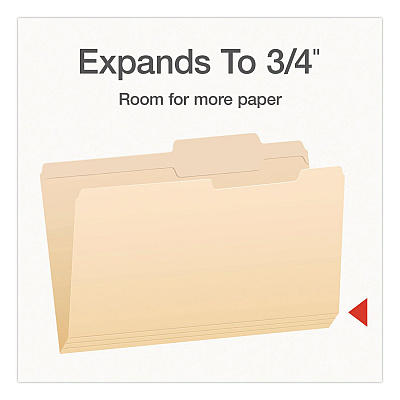 Pendaflex Manila File Folders, 2/5-Cut Tabs: Right, Legal Size, 0.75" Expansion, Manila, 100/Box (1007056)