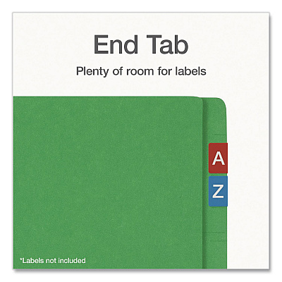 Pendaflex Colored Reinforced End Tab Fastener Folders, Straight Tab, Expands 0.75", 2 Fasteners, Legal Size, Green, 50/Box (1007059)