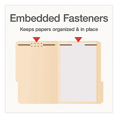 Pendaflex Manila Fastener Folders, 1/3-Cut Tab: Assorted, Expands 0.75", 2 Fasteners, Legal Size, 50/Box (1007063)