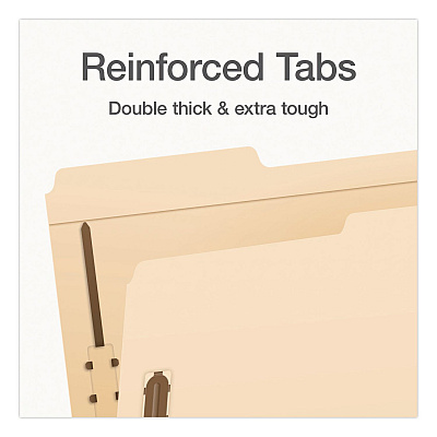 Pendaflex Manila Fastener Folders, 1/3-Cut Tab: Assorted, Expands 0.75", 2 Fasteners, Legal Size, 50/Box (1007063)