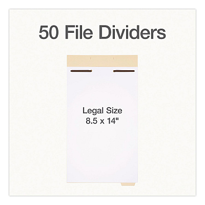 Pendaflex File Divider Set, End Tab: 1/5-Cut, 1 Fastener, Legal Size, Manila, 50/Pack (1007068)