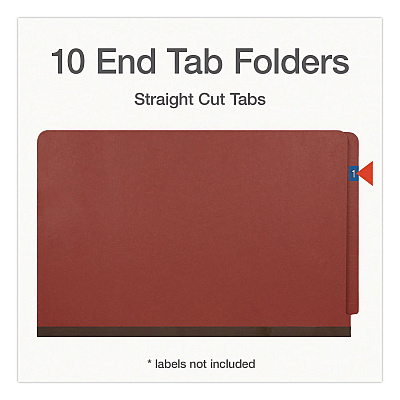 Pendaflex Heavy-Duty Pressboard End Tab Classification Folders, Expands 2", 2 Dividers, 6 Fasteners, Legal Size, Brown, 10/Box (1007076)