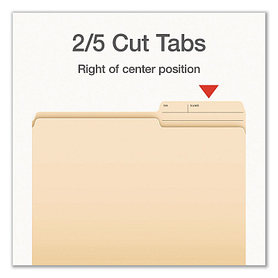 Pendaflex Manila File Folders, 2/5-Cut Tabs: Right, Letter Size, 0.75" Expansion, Manila, 100/Box (1007078)
