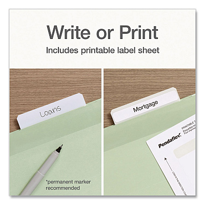 Pendaflex Ready-Tab Reinforced Hanging File Folders, Letter Size, 1/3-Cut Tabs, Sage Green, 20/Box (1009463)