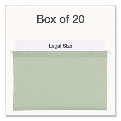 Pendaflex Ready-Tab Reinforced Hanging File Folders, Legal Size, 1/6-Cut Tabs, Sage Green, 20/Box (1009464)