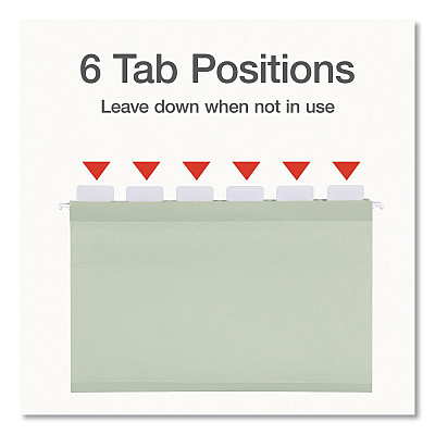 Pendaflex Ready-Tab Reinforced Hanging File Folders, Legal Size, 1/6-Cut Tabs, Sage Green, 20/Box (1009464)