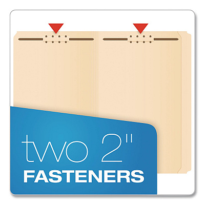 Pendaflex Manila Fastener Folders, Reinforced Straight Tab, 2 Fasteners, Legal Size, Manila, 50/Box (FM312EE)