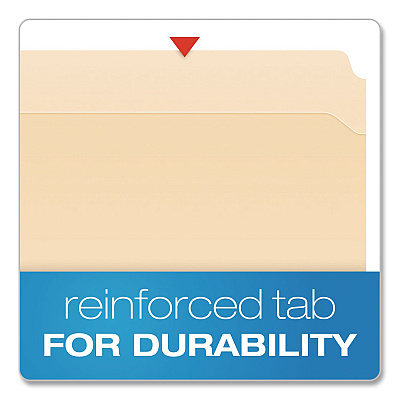 Pendaflex Manila Fastener Folders, Reinforced Straight Tab, 2 Fasteners, Legal Size, Manila, 50/Box (FM312EE)