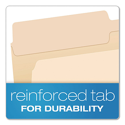 Pendaflex Reinforced Top File Folders, 1/2-Cut Tabs: Assorted Positions, Letter Size, Manila, 100/Box (R75212)