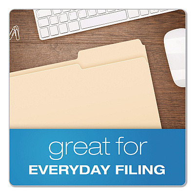 Pendaflex Reinforced Top Tab Manila File Folders, 1/3-Cut Tabs: Right Position, Letter Size, Manila, 100/Box (R752133)