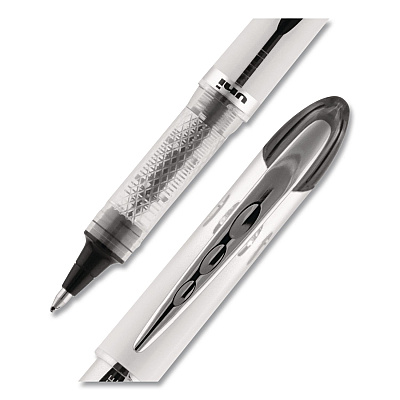 uniball VISION ELITE Rollerball Pen, Stick, Bold 0.8 mm, Black Ink, White/Black/Clear Barrel, Dozen (61231DZ)
