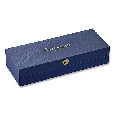 Waterman Hemisphere Ballpoint Pen, Retractable, Medium 1 mm, Blue Ink, Black Lacquered/Palladium-Chrome Barrel (S0920870)