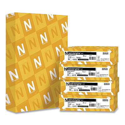 Astrobrights Color Paper, 24 lb Bond Weight, 11 x 17, Solar Yellow, 500/Ream, 5 Reams/Carton (22533CT)