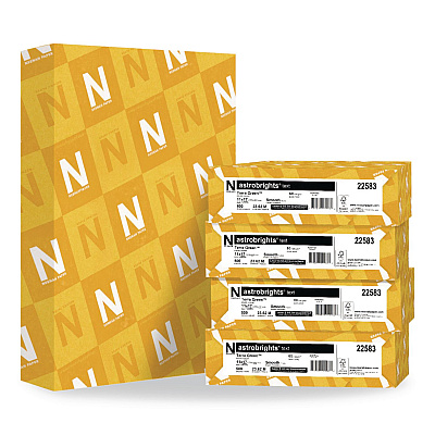 Astrobrights Color Paper, 24 lb Bond Weight, 11 x 17, Terra Green, 500/Ream, 5 Reams/Carton (22583CT)