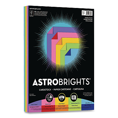 Astrobrights Double-Color Card Stock, 70 lb Cover Weight, 8.5 x 11, Assorted Bright Colors, 80/Pack (98883)