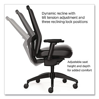 Workplace2.0 500 Series Vinyl and Mesh Task Chair, Supports Up to 300 lbs, 17.8" to 22.8" Seat Height, Black Seat, Black Back, Black Base (51974)