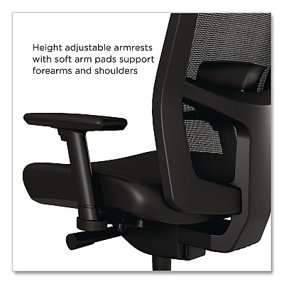Workplace2.0 500 Series Vinyl and Mesh Task Chair, Supports Up to 300 lbs, 17.8" to 22.8" Seat Height, Black Seat, Black Back, Black Base (51974)