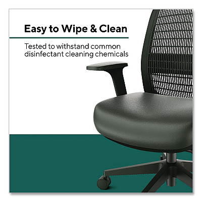 Workplace2.0 Health Bedford Polyurethane Nylon Task Chair, Supports Up to 275 lbs, 18" to 21.6" Seat Height, Black Seat/Back/Base (WP62574)
