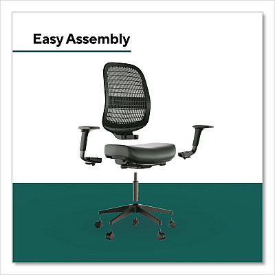 Workplace2.0 Health Bedford Polyurethane Nylon Task Chair, Supports Up to 275 lbs, 18" to 21.6" Seat Height, Black Seat/Back/Base (WP62574)