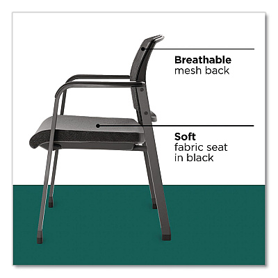 Workplace2.0 Esler Fabric Guest Chair, 23.3 x 22.3 x 31.7, Black Seat, Black Back, Black Base (WP62994CC)